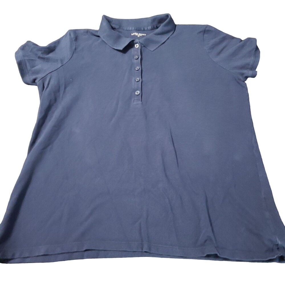 Laura Scott Womens Polo Size XL Cotton Blend Pullover Short Sleeve Stretch